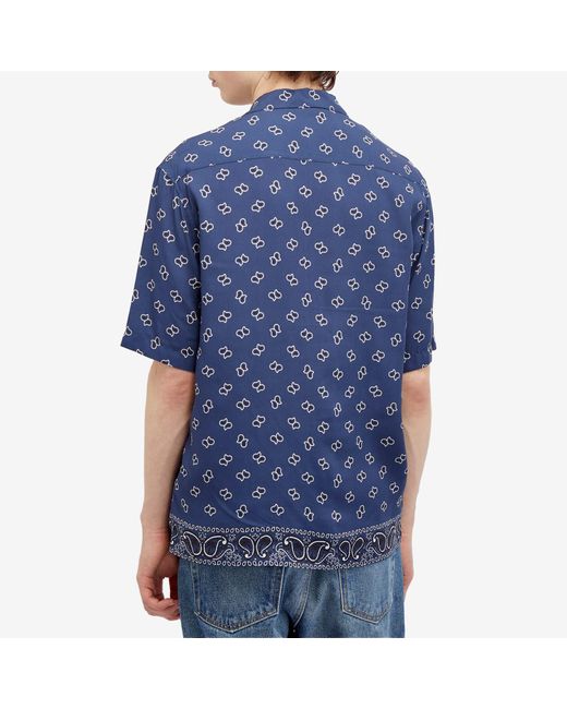 Palm Angels Blue Paisley Vacation Shirt for men