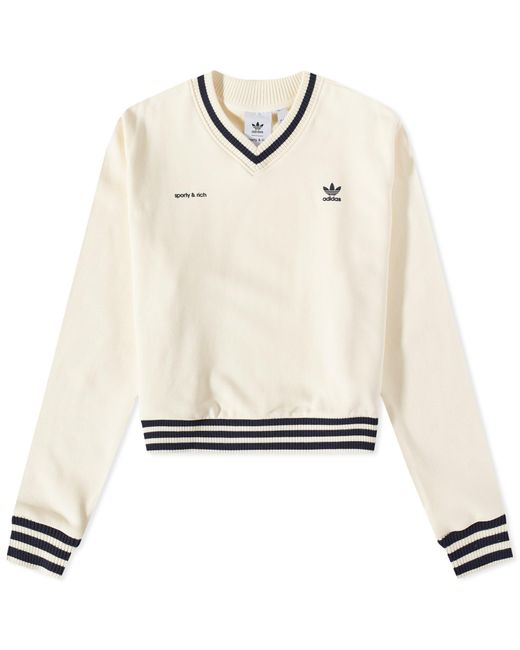 Adidas White X Sporty & Rich V-neck Sweater for men