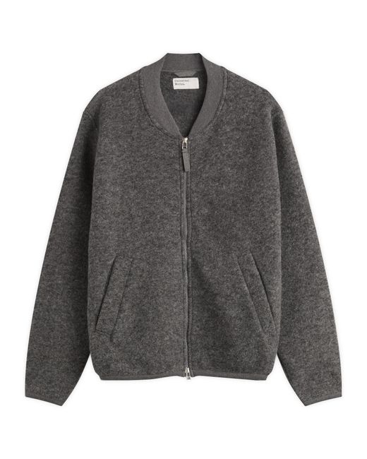 Universal Works Gray Wool Fleece Zip Bomber for men