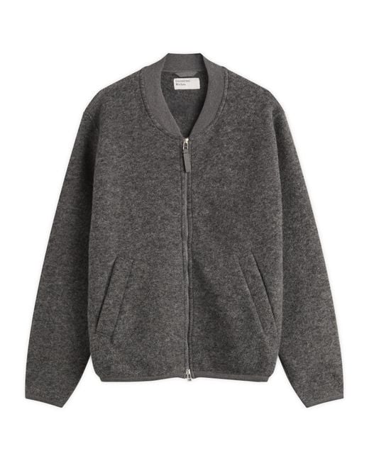 Universal Works Gray Wool Fleece Zip Bomber for men