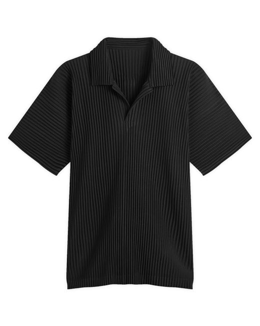 Homme Plissé Issey Miyake Black Pleat Polo Shirt for men