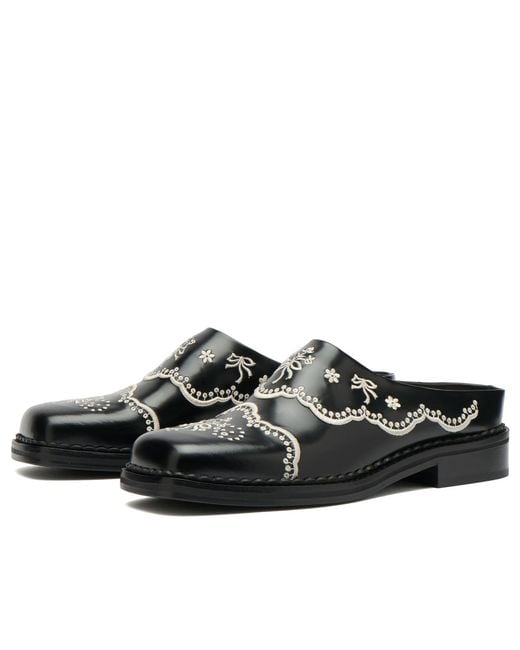 Simone Rocha Black Floral Lace Mules