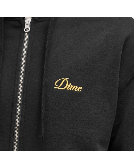Dime Black Cursive Small Logo Zip-Hoodie for men