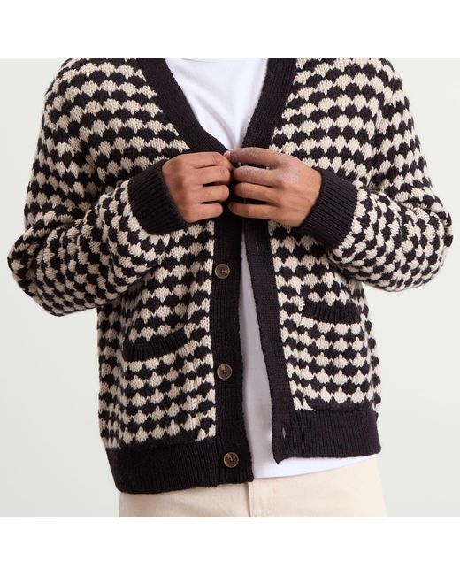 Wax London Black Walker Bubble Knit Cardigan for men