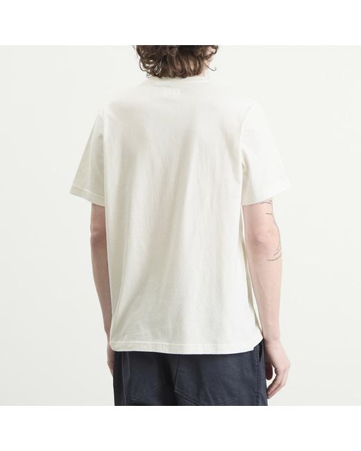 Universal Works White Script Logo Pocket T-Shirt for men