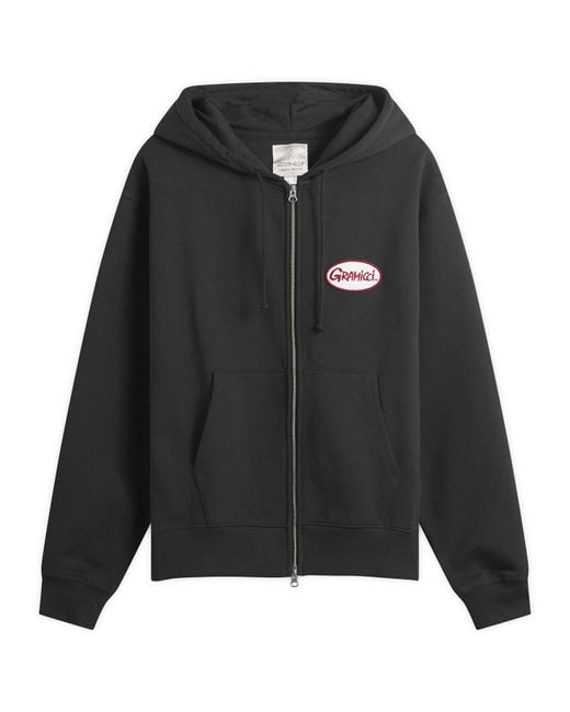 Gramicci Black Oval Patch Zip Hoodie for men