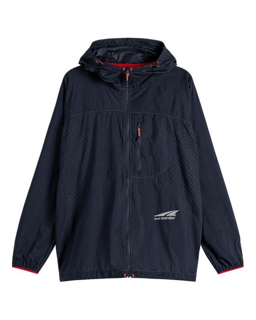 And Wander Blue X Altra Ventilation Wind Jacket for men