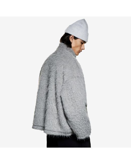 MKI Miyuki-Zoku Gray Faux Alpaca Track Jacket for men