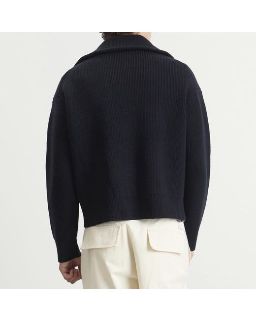 Studio Nicholson Black Rib Zip Through Jumper for men