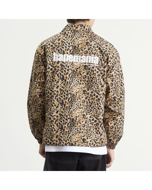 A Bathing Ape Brown Wild Leopard Coach Jacket for men