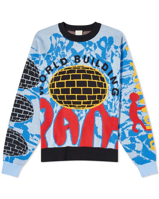 Pam Blue World Building Graphic Jacquard Sweater for men
