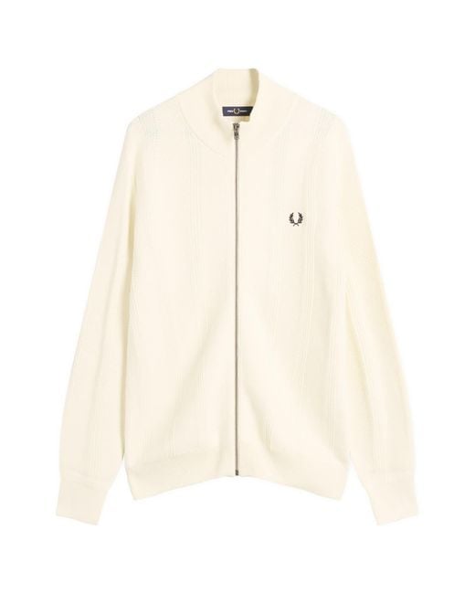 Fred Perry Natural Textured Zip Through Cardigan for men