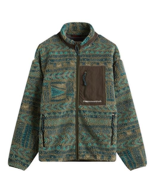 Thisisneverthat Green Sp Sherpa Fleece Jacket for men