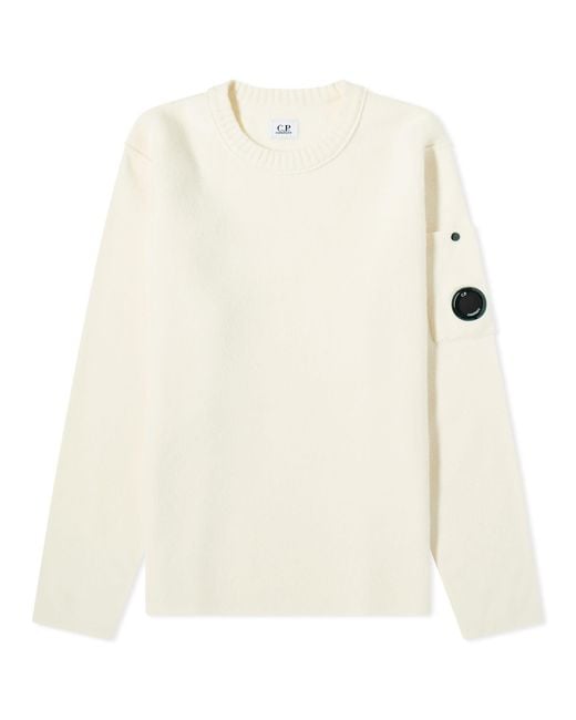 C P Company White Lens Lambswool Crew Knit for men