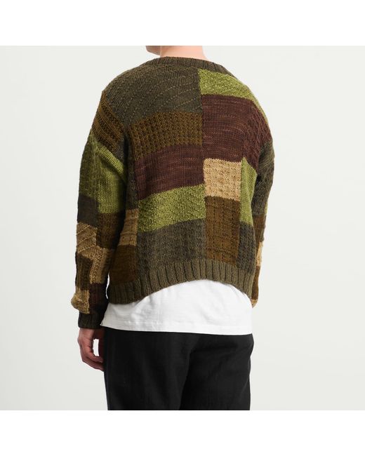 Kartik Research Green Patchwork Cardigan for men