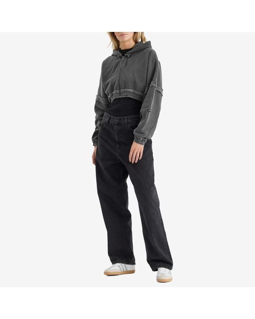 Joah Brown Gray Deconstructed Crop Zip Hoodie