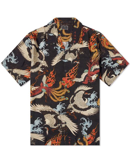 Maharishi Black Peace Cranes Vacation Shirt for men
