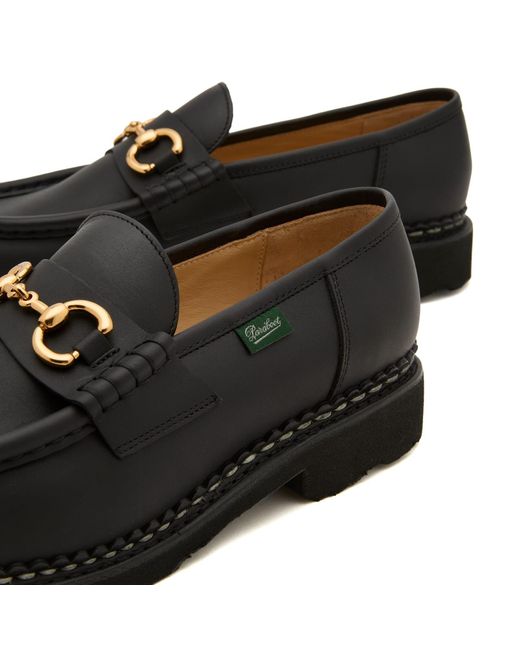 Paraboot Black Orsayti Leather Moccasin Shoe