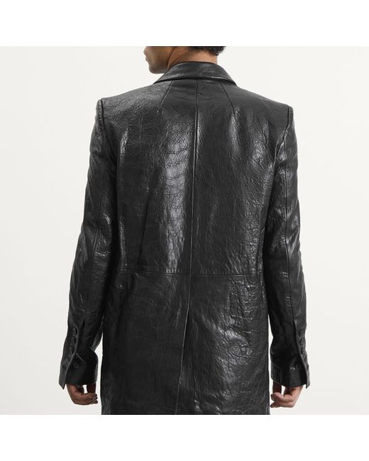 Rick Owens Black Leather Blazer for men