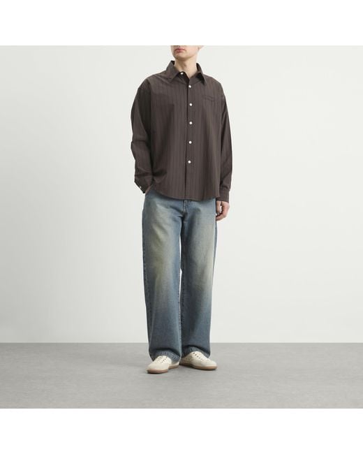 mfpen Brown Triple Stripe Essay Shirt for men