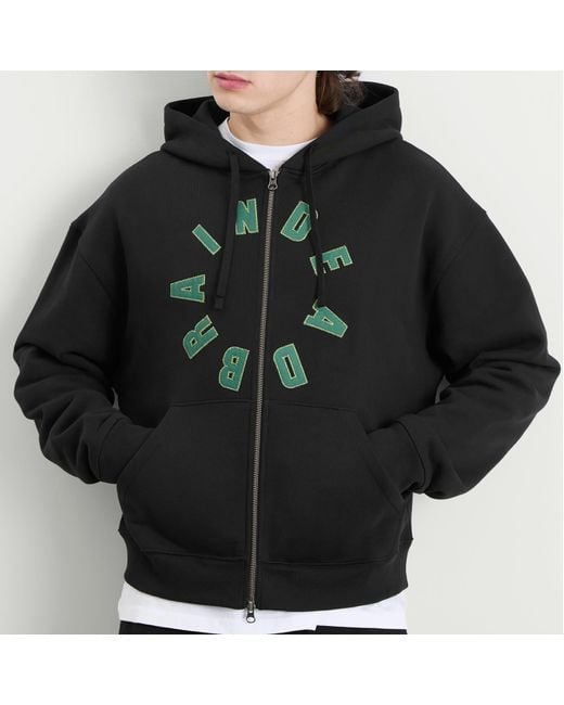 Brain Dead Black Collegiate Zip Hoodie for men