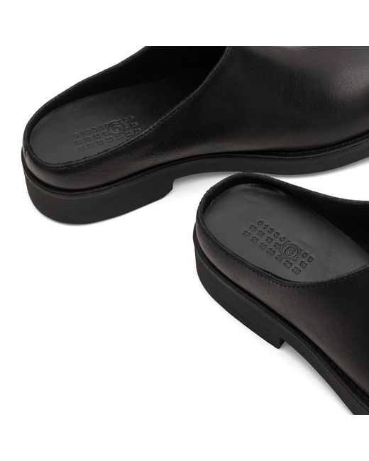 Maison Margiela Black Mm6 Leather Slip On for men