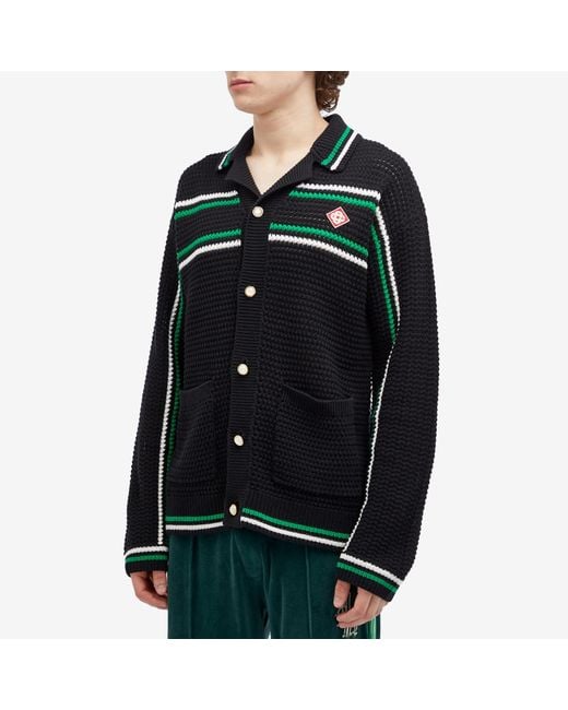 CASABLANCA Crochet Tennis Shirt in Black for Men | Lyst