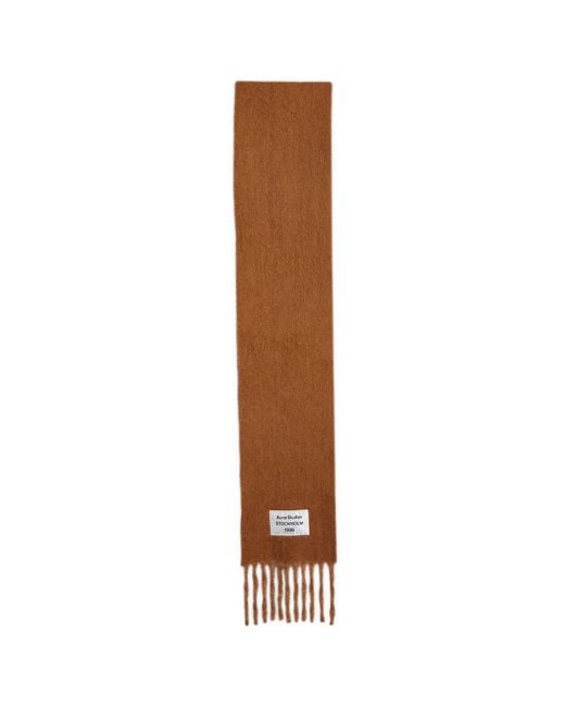 Acne Brown Alpaca Wool Fringed Oversized Scarf
