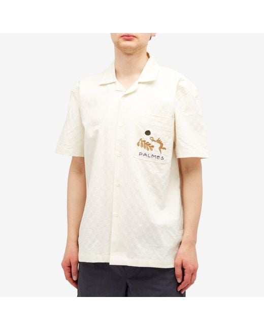 Palmes White Garden Short Sleeve Shirt for men