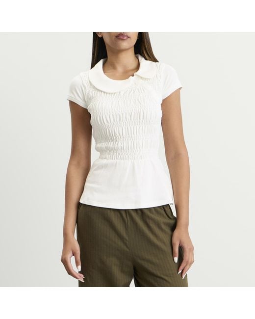 Peachy Den White Ferdinand Polo Top