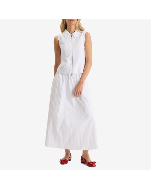 Samsøe & Samsøe White Satina Midi Skirt