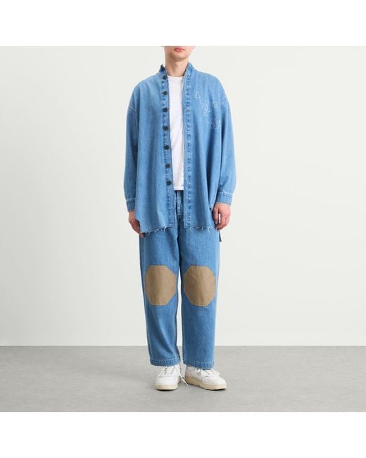 EBIT Blue Denim Pant With Octagon Patch