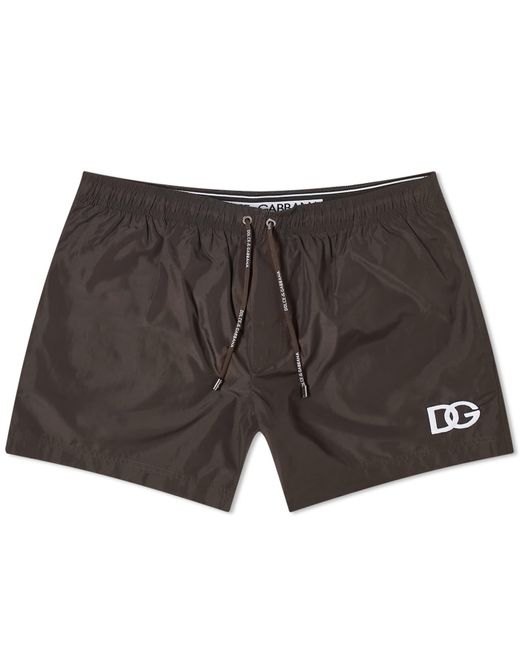 Dolce & Gabbana Gray Monogram Logo Swim Shorts for men