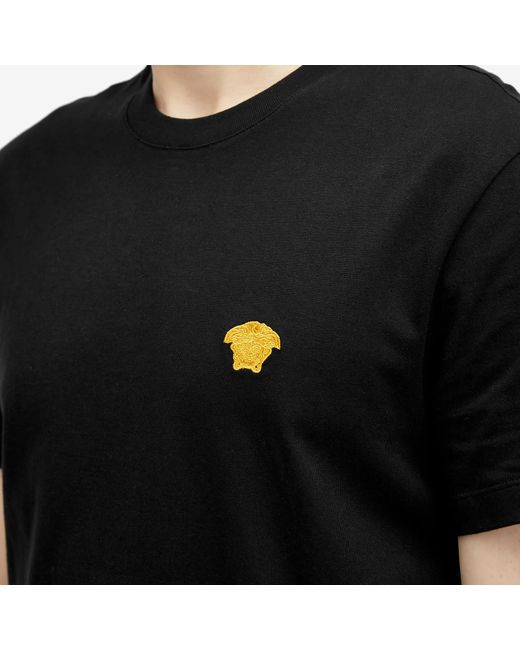 Versace Black Embroidered Medusa T-Shirt for men