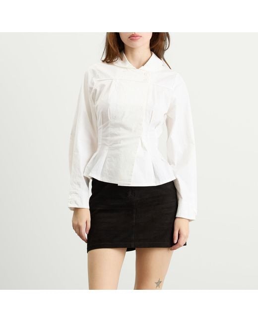 Peachy Den White Missy Long Sleeve Blouse