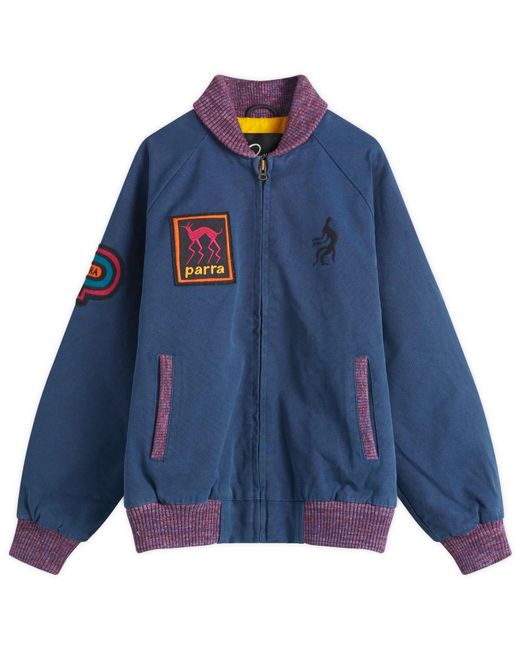 by Parra Blue Skull Stalker Varsity Jacket for men