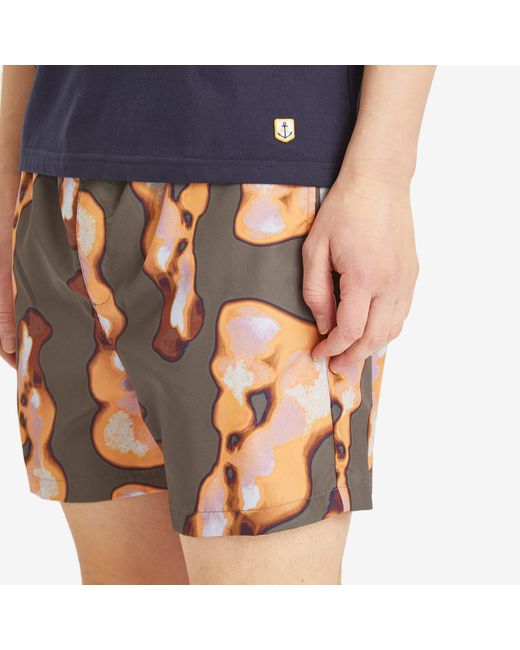Folk Multicolor Shadow Print Swim Shorts for men