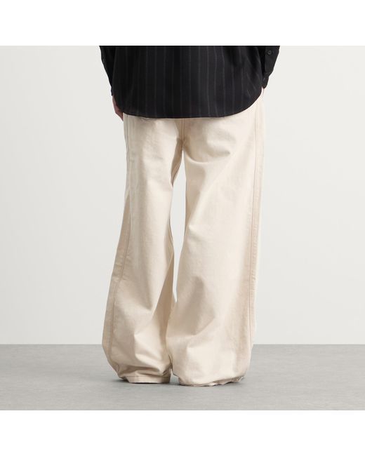 AMI Natural Off- Cotton Twill Wide Fit Trousers for men