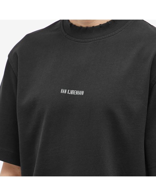 Han Kjobenhavn Black Distressed Logo T-Shirt for men