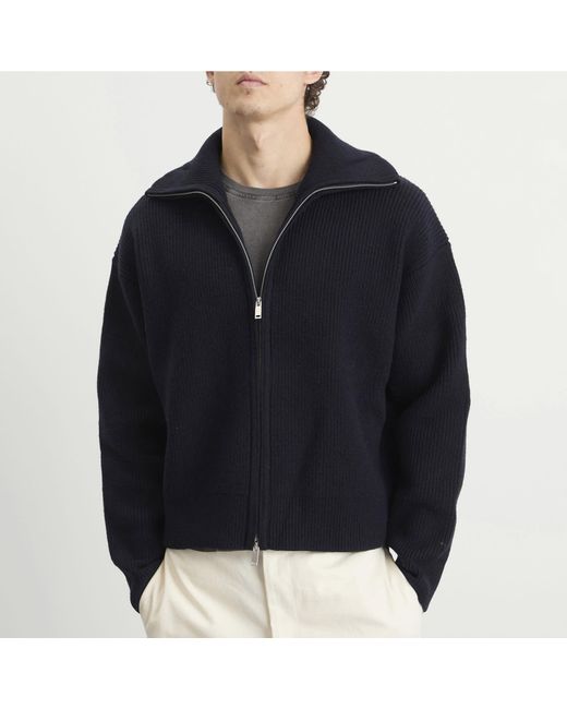 Studio Nicholson Black Rib Zip Through Jumper for men