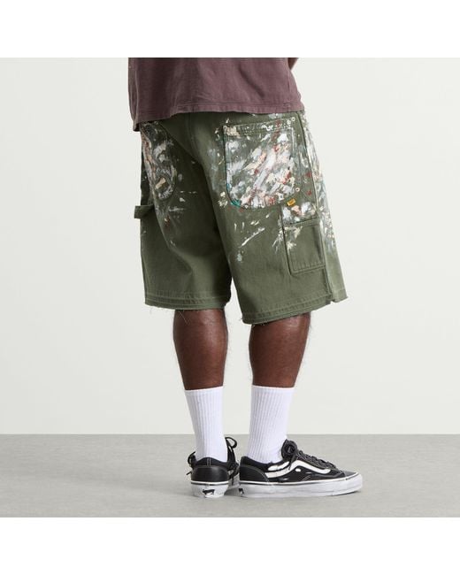 GALLERY DEPT. Green Platoon Painter Shorts for men