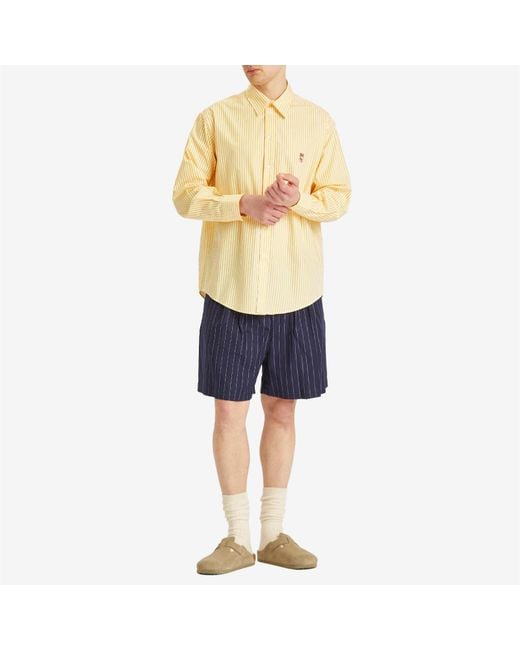 Late Checkout Yellow Striped Western Shirt for men