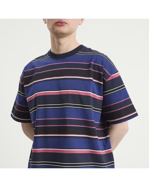 Beams Plus Blue Multi Stripe T-Shirt for men