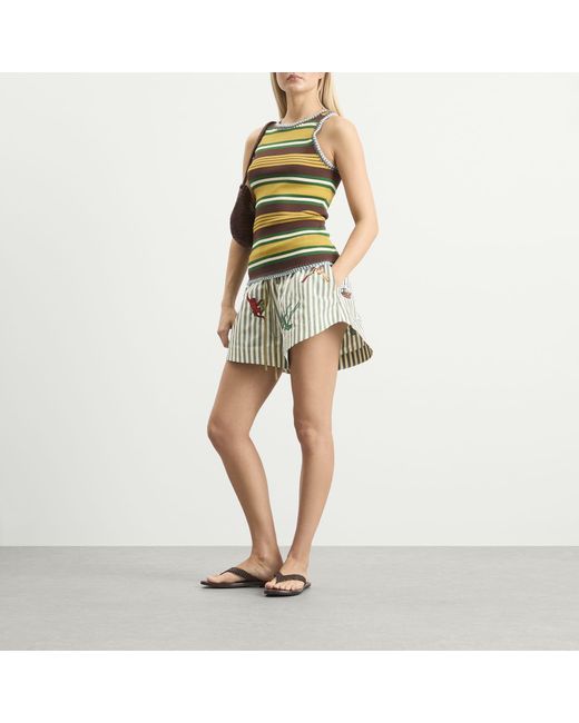 ALÉMAIS Green Bisou Embroidered Shorts
