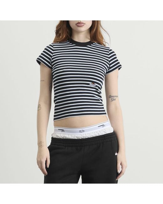 HOMMEGIRLS Black X Fruit Of The Loom Striped Baby T-Shirt