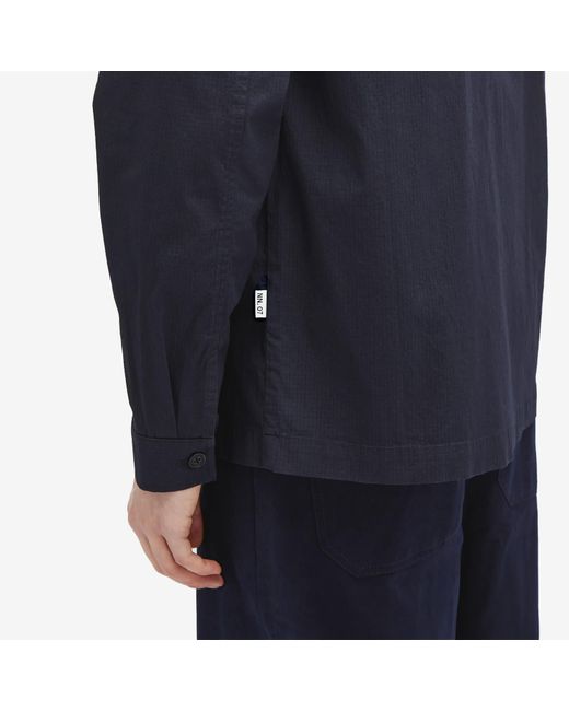 NN07 Blue Isak Chest Pocket Overshirt for men