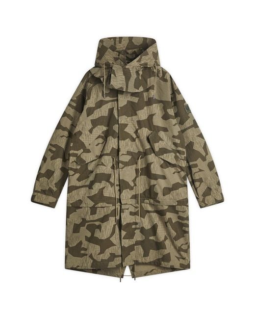 Belstaff Green Terrain Camo Canopy Parka Jacket for men