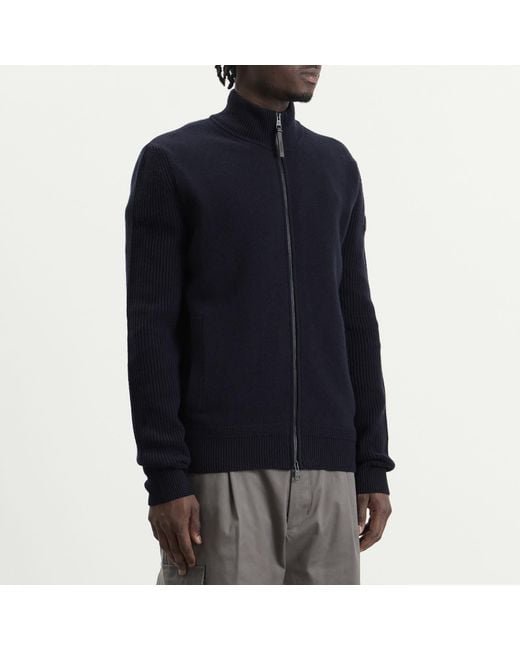 Moncler Blue Wool Cashmere Zip Up for men