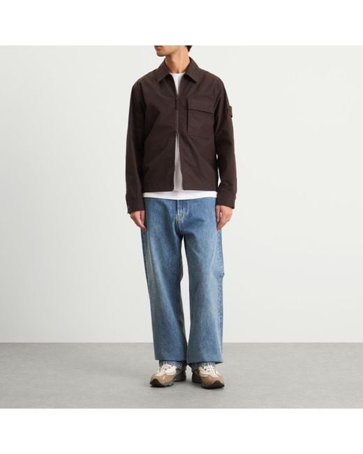 Stone Island Brown Ghost Weatherproof Cotton Canvas Shirt Jacket for men