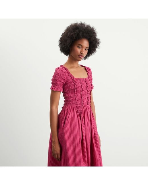 damson madder raphaela shirred midi dress Damson Madder Raphaela Shirred Midi Dress
